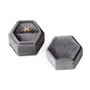 Luxury Velvet Jewelry Display <b>Gift</b> <b>Box</b> Engagement Wedding Ring <b>Box</b> High Quality Hexagon Ring Earring Jewelry Package - Product Image 6
