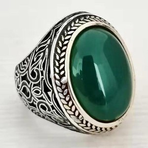Bague de <span class=keywords><strong>luxe</strong></span> en laiton vintage avec émeraude extra-large, style classique rétro turc islamique pour hommes - Product Image 4