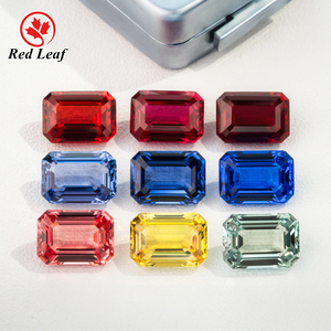 Redleaf GRC Lab Créé Sapphire Gemstone Prix de gros Emerald Cut Green Color Lab Grown Sapphire - Product Image 5
