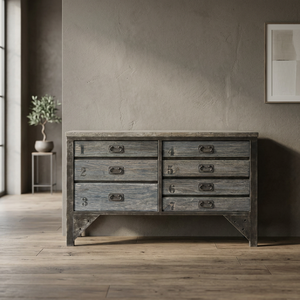 Vintage Teak Wood <b>Rustic</b> Industrial Style Durable Chest Drawers <b>Sideboard</b> Cabinet Home Furniture Storage - Product Image 2