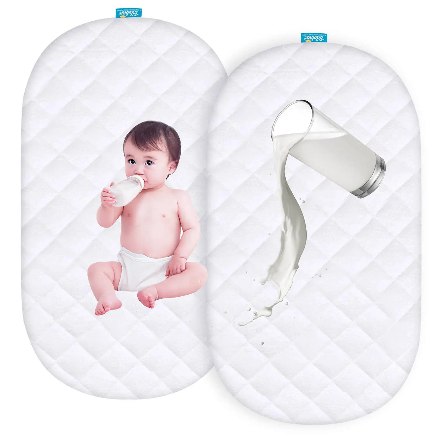 방수 매트리스 커버 100% 대나무 직물 표면 유아용 침대통기성 무소음 아기 30 화이트 짠 일반 극세사 1-3 일