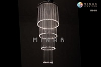 Lustre lumineux moderne rond en forme de gâteau en Fiber optique avec extrémité en cristal pour plafond intérieur