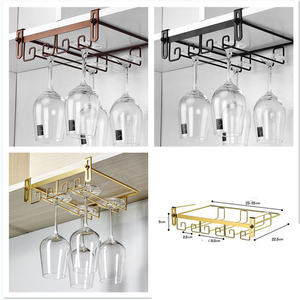 Porta portabicchieri vino sotto armadio grande appendiabiti portabicchieri <span class=keywords><strong>da</strong></span> vino per armadio <span class=keywords><strong>da</strong></span> cucina bancone Bar nero - Product Image 2