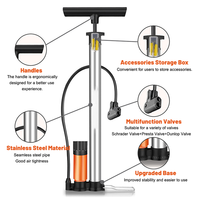 Pompe à air pour pneus de vélo, tuyau en acier, baromètre 160PSI, pompe à air haute pression pour VTT de route, vente en gros
