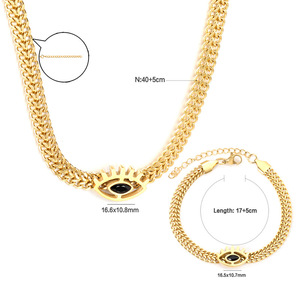 Stainless Steel Eye Necklace And <b>Bracelet</b> <b>Set</b> 40+5cm 17+5cm For Women Party Fashion Jewelry - Product Image 1