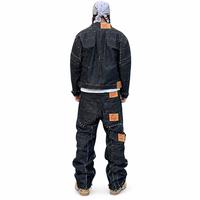 Ensembles de vêtements streetwear personnalisés pour hommes : Veste en jean brodée oversize et pantalon en jean épais