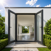Porte battante moderne insonorisée en alliage d'aluminium avec vitrage pour extérieur, salons et villas - Fabrication artisanale par un fabricant professionnel
