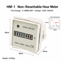 Compteur d'heures mécanique à quartz de haute qualité AC220V pour moteur HM-1 en plastique, plage de 0-99 999,99 heures, avec mémoire de données 1