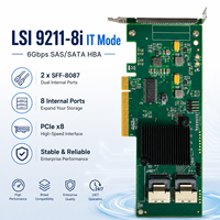 Tarjeta HBA LSI SAS 9211-8i Pre-flashed, Modo IT, SAS2008, 8 Puertos, 6Gb/s, SAS SATA PCIe2.0 *8, 2*SFF8087, ZFS, TrueNAS, UnRAID