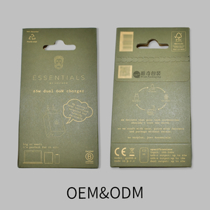 Custom FSC Recyclable Printed Kraft Paper Gable <strong>Hook</strong> Top Tear Strip Zipper Closure Electronic Mobile Charger Packaging <strong>Box</strong> - Product Image 5