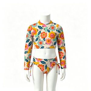 Costume da bagno due pezzi all'ingrosso per bambina 2026 con maniche, set da bagno due pezzi a maniche lunghe per ragazze adolescenti e pre-adolescenti all'ingrosso - Product Image 4