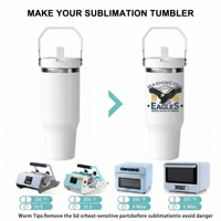Gobelet isotherme en acier inoxydable 304 de 30 oz avec couvercle rabattable, paille intégrée et poignée de transport, idéal pour la sublimation et les voyages (vente en gros)