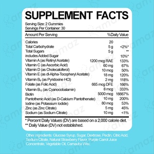 <span class=keywords><strong>วิตามิน</strong></span>บำ<span class=keywords><strong>รุ</strong></span><span class=keywords><strong>ง</strong></span><span class=keywords><strong>ผม</strong></span> ผิว เล็บ ไบโอติน กัมมี่ สำหรับการเจริญเติบโตขอ<span class=keywords><strong>ง</strong></span>เส้น<span class=keywords><strong>ผม</strong></span> ยี่ห้อ Amaz OEM ผลิตภัณฑ์เพื่อความ<span class=keywords><strong>ง</strong></span>ามภายใต้แบรนด์ส่วนตัว - Product Image 2
