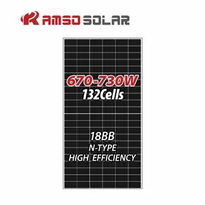 Panel surya 670W modul PV TOPCon 680W 700W 730W efisiensi tinggi tipe N untuk dijual Panel surya penggunaan rumah