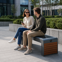 Banc de patio solaire intelligent pour extérieur, sièges publics en WPC avec charge USB Type C pour jardin, campus, hôpital, rue