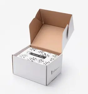 定制回收花式印刷白色谢谢卡片瓦楞包装邮寄盒