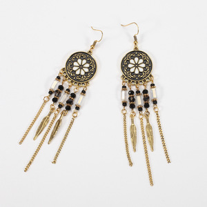 ต่างหูห้อยสไตล์โบฮีเมียนสำหรับผู้หญิงดีไซน์ขนนกชุบทองเครื่องประดับสำหรับงานเลี้ยงต่างหูแฟชั่นแบบห้อย - Product Image 4