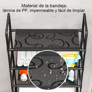Scaffale Nero per WC a 3 Ripiani, Mobiletto Contenitore da Bagno, Scaffale Autoportante in Metallo Battuto per il Contorno del WC - Product Image 4