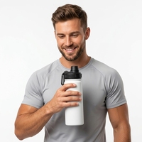 Bouteille d'eau isotherme en acier inoxydable à double paroi de 16 oz pour enfants, avec couvercle à paille et bec verseur, anti-fuite, sans BPA