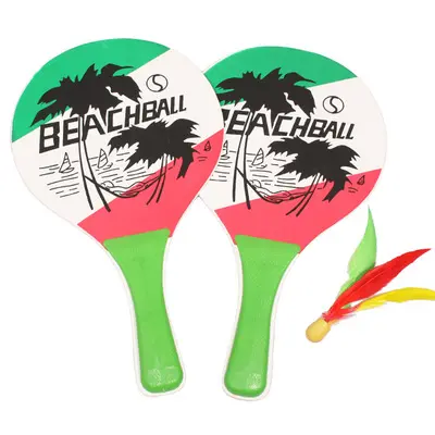 Set Raket Tenis Pantai Kayu Desain Baru Raket Paddle Bola Pantai Kayu Khusus