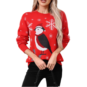 Suéter de Invierno para Mujer, Estilo Europeo Americano, Talla Grande, Estampado Animal en la Parte Delantera, 100% Acrílico, Tejido de Punto - Product Image 1