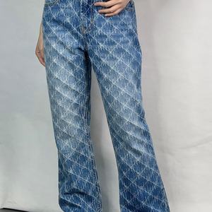 Nouveau design OEM – Jean floral pour femme – En stock – Pantalon en denim décontracté coupe skinny délavé - Product Image 6