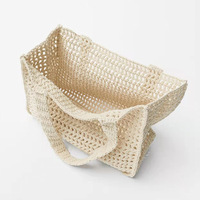 Nouveau style sac fourre-tout d'été pour femme, simple, à bandoulière, en crochet ajouré, sac à main en paille tressée