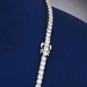 Collar de Lujo de Plata de Ley 925 con Diamante Cultivado en Laboratorio, Cadena Unisex para Regalo de Boda o Compromiso - Product Image 4