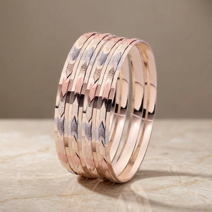 Juego de Brazaletes de Oro Texturizado de 3 Tonos al por Mayor, Brazaletes de Moda, Brazaletes de Latón de Lujo Tricolor, Juego de Brazaletes Multicolor Rellenos de Oro - Product Image 3