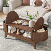 Table basse cannelée de style Mid-Century Modern avec rangement, table centrale Japandi pour distributeurs de meubles - Vente en gros