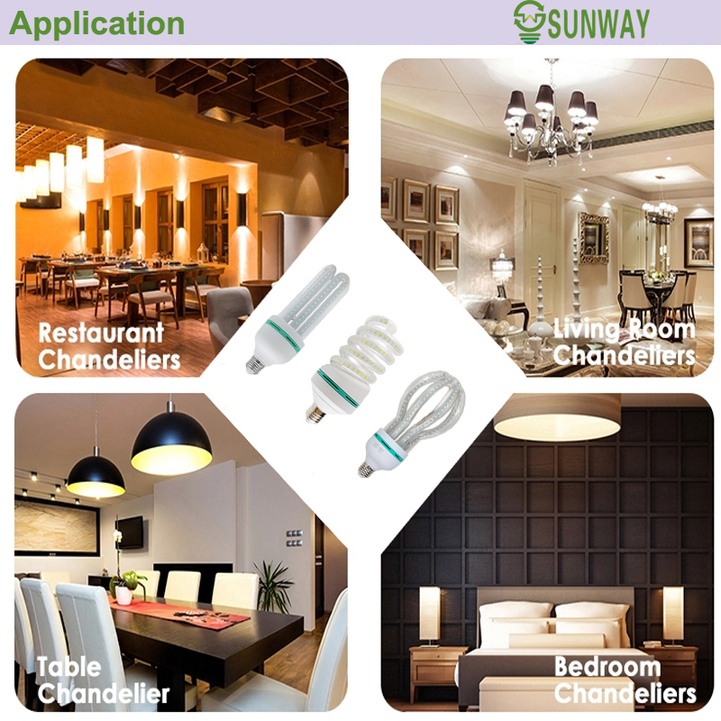 Foshan U shape Led Lotus Energy Saving fluorescent corn light E27 B22 E40 B22 2U 3U 4U 5U 6U Led Spiral lamp