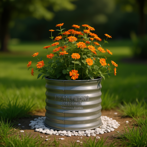 Jardinière en acier thermolaqué 15,7x15,7x14,2 pouces, gris rustique, pour extérieur, pour utilisation en jardin - Product Image 2