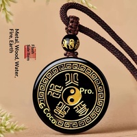 Colgante Metáforico de Obsidiana Natural Cinco Elementos Yin Yang para Venta al por Mayor, Serie StrongHorse 2 Prosperidad para Minoristas Espirituales