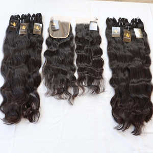 Paquets de cheveux humains vierges indiens bruts 4x4 5x5 6x6 fermeture à lacet frontale HD 13x4 13x6 360 fermeture à lacet frontale style à vague qualité 10A - Product Image 1