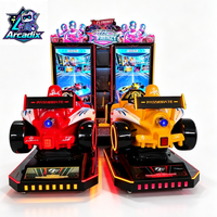 Arcadix Machine de jeu d'arcade de course à monnayeur 2 joueurs Super Burn Racing Simulator Jeu de conduite en métal pour centre de jeux
