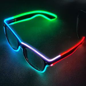 Kabellose LED-Leuchtbrille Leuchtet im Dunkeln Neon-Rave Erwachsenen-Plastikbrille mit Kabel für Halloween-Party EDM Weihnachten - Product Image 1
