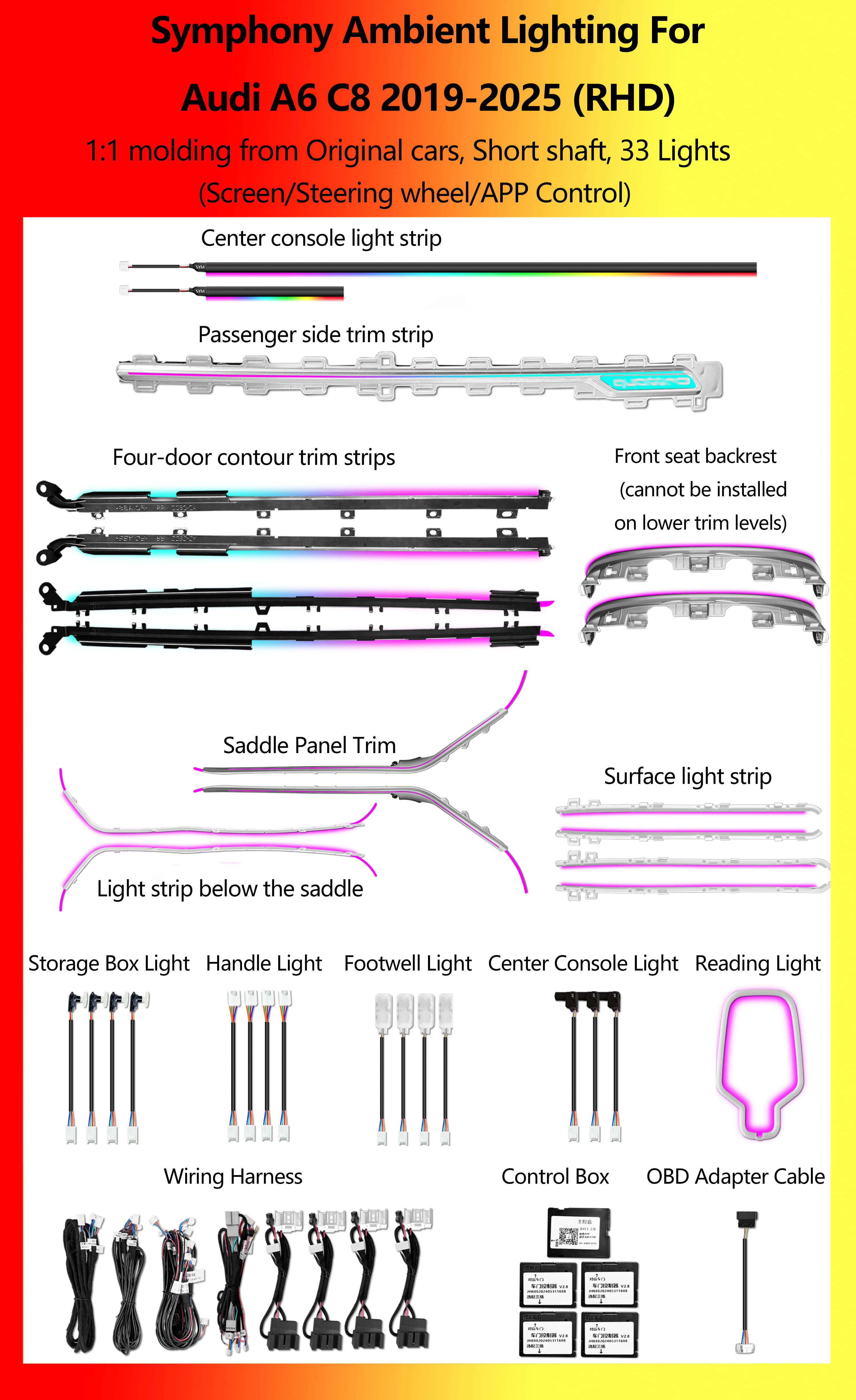 Audi A6 C8 Eje corto Symphony 33 luces RHD