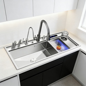 Fregadero Inteligente Multifuncional de Acero Inoxidable, Fregadero Comercial de Doble Cubeta, Modernización de Cocina - Product Image 1
