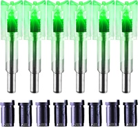Lot de 6 pointes lumineuses pour flèches de arbalète, calibres .285/.297/.300/.305, avec interrupteur marche/arrêt haute visibilité inclus