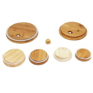 Tùy Chỉnh Trà Kẹo Thủy Tinh Canister Nắp Gỗ Với Con Dấu <span class=keywords><strong>Silicone</strong></span> Hổ Phách Gỗ Rõ Ràng Glass Jar Nắp Gỗ - Product Image 5