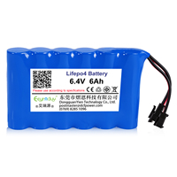 6.4V 6Ah 38.4Wh Baterai Lithium Ion LiFePO4 Kustom Model Side-by-side dengan BMS untuk Sistem Keamanan Lampu Taman Tenaga Surya OEM ODM 0~55