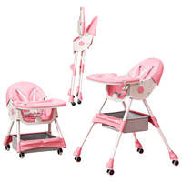 Chaise haute pliable multifonction en plastique pour enfants et bébés, avec dossier inclinable réglable, vente en gros