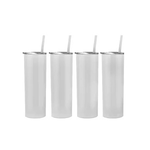Vente en gros d'ébauches de sublimation gobelets maigres droits en acier inoxydable à double paroi de 20oz avec paille en plastique pour sublimation - Product Image 5