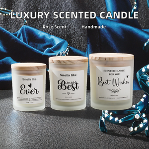 Bougie parfumée en cire de soja de luxe LANJO, dans un bocal en verre avec couvercle en bois, pour la décoration de la maison, Halloween, Noël, la Saint-Valentin, Diwali - Product Image 2