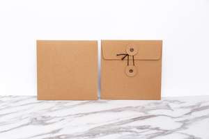 Custom Printing Mini Jewelry Packaging <strong>Black</strong> Brown Kraft Paper <strong>Envelope</strong> With Button And <strong>String</strong> - Product Image 4