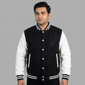 Custom Men Varsity College Baseball Jacket For Men with Durable Stitching Wool Blend Body Leather Sleeves Perfect for Branding - Product Image 1