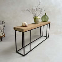Table console Thorndale élégante en bois massif récupéré, avec structure métallique durable, style rustique antique, meuble d'intérieur pour chambre et salon