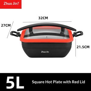 Calentador de Comida Tipo Buffet de Acero Inoxidable de Alta Capacidad (4.5L/5L) Negro/Rojo para Hoteles, Restaurantes y Servicios de Catering, Marca Zhuojin - Product Image 4