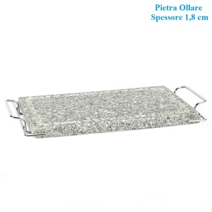 Griglia da Tavolo in Pietra Saponaria 37x19x9.5 Cm con 2 Bruciatori in Acciaio, Griglia in Pietra Naturale con Scanalature Anti-Goccia - Product Image 3