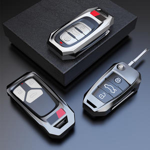 Alliage de zinc argent voiture porte-clés couverture étui à clés intelligent pour <span class=keywords><strong>Audi</strong></span> <span class=keywords><strong>A1</strong></span> A3 Q2L Q3 S3 S5 S6 R8 TT TTS Q7 Q5 A6 - Product Image 4